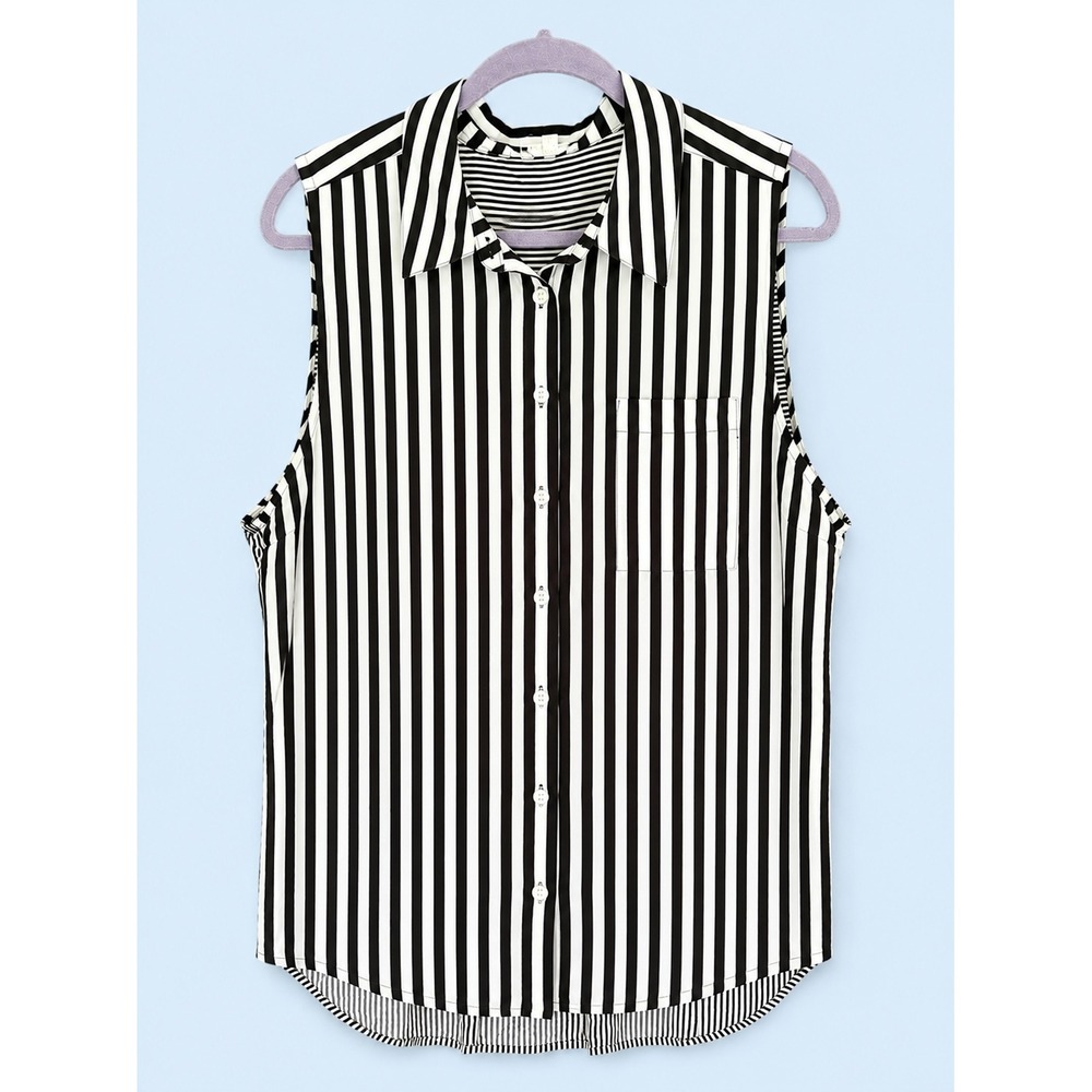 Jane + Delancey Sleeveless Button Down Striped Blouse 2X NWOT - Picture 2 of 6